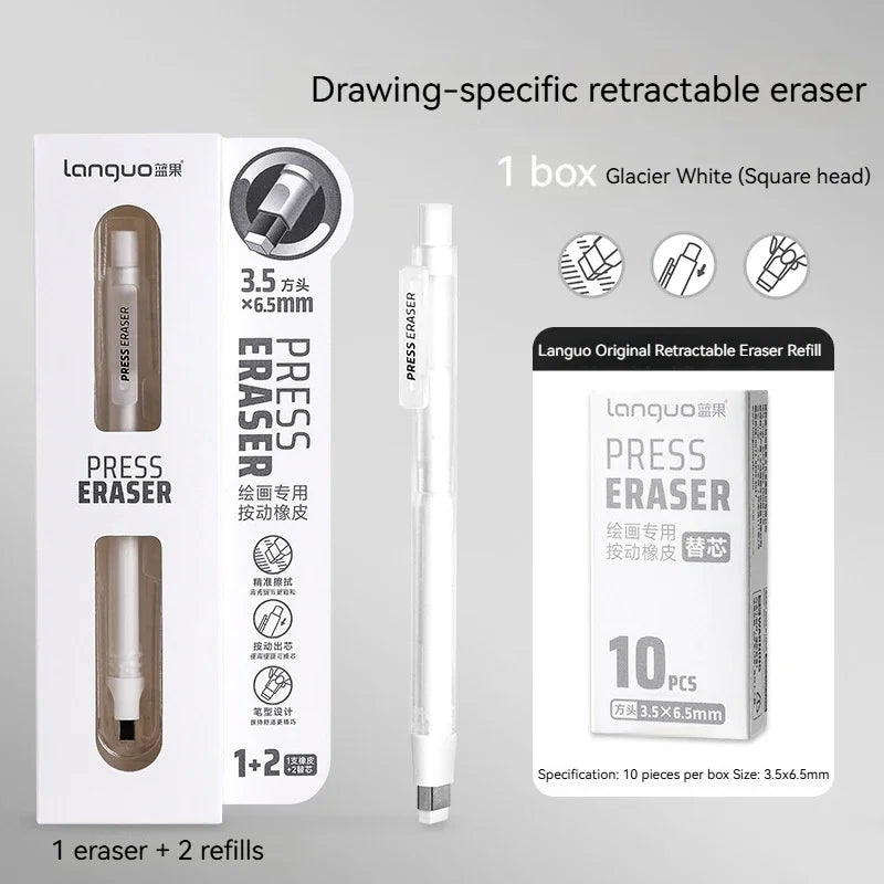 Push-Type Pencil Eraser For Manga Design Drawing Highlight Modeling Writing Painting Press Erasers Kids School Stationery Gifts