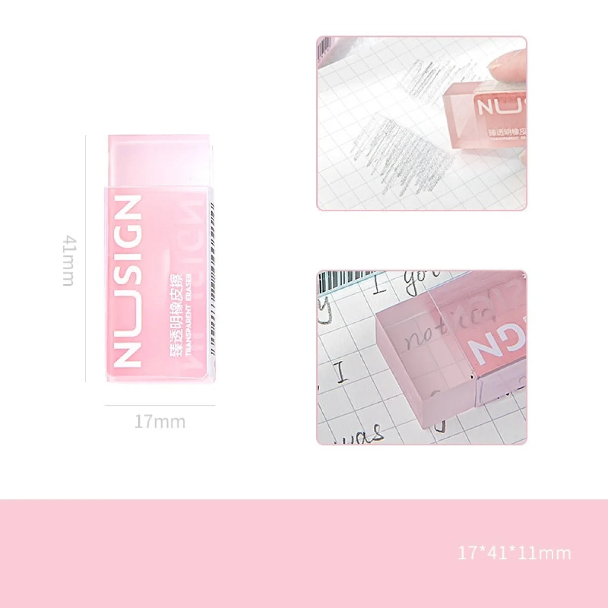 DELI Lovely Transparent Eraser for Kids Ins Simplicity Solid Color Eraser Pencil Eraser Back To School Cute Student Supplies