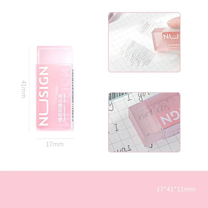DELI Lovely Transparent Eraser for Kids Ins Simplicity Solid Color Eraser Pencil Eraser Back To School Cute Student Supplies