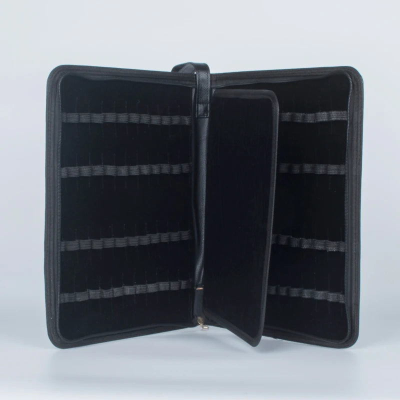 48 FOUNTAIN OR ROLLER BALL PEN CASE NEW CROCODILE SKIN PATTERN BLACK NEW AND IMPROVED METAL