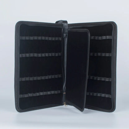 48 FOUNTAIN OR ROLLER BALL PEN CASE NEW CROCODILE SKIN PATTERN BLACK NEW AND IMPROVED METAL