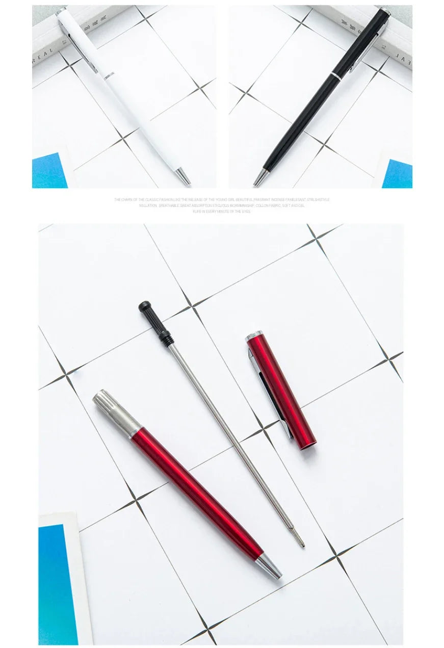 50 Pcs Metal Ballpoint Pen Rose Gold Pen Custom Logo School&office Supplies Stationery Business Gift Lettering Engraved Name