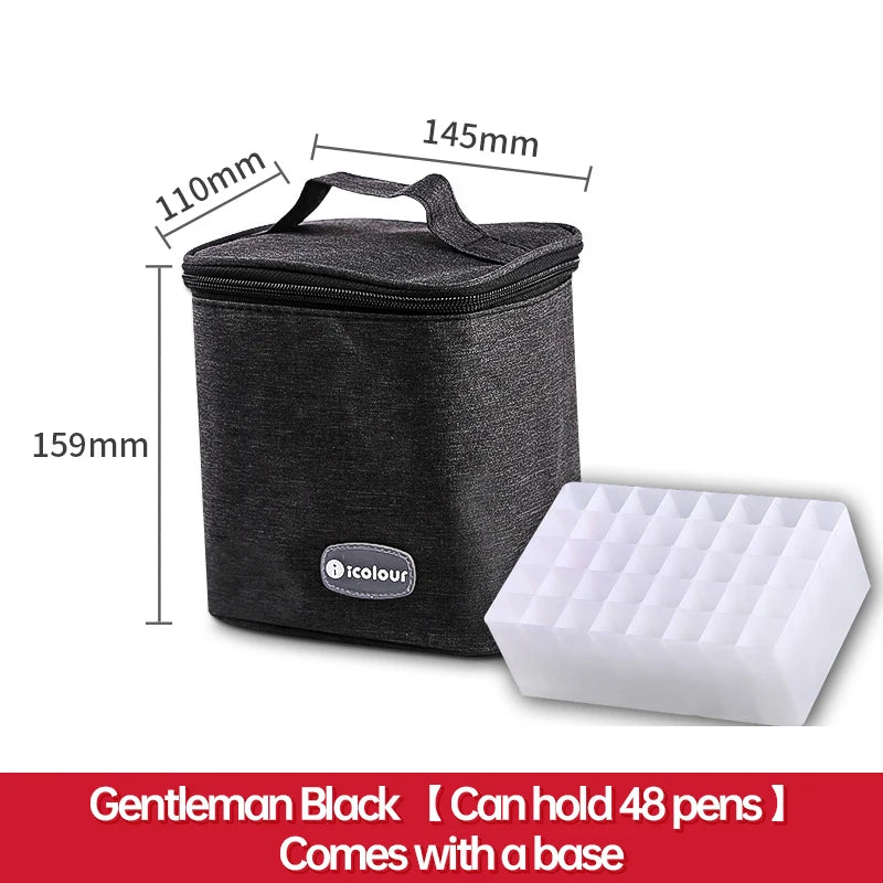 Icolour Zipper Marker Pen Case Larger Capacity Art Markers Canvas Storage Bag 36/48/60/80/168/240pcs Portable Marker Pen Holder