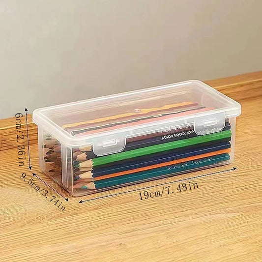 1/2/3/4pcs Plastic Translucent Pencil Case Large Capacity Pencil Boxes Portable Storage Organizer Box Student Office Supplies