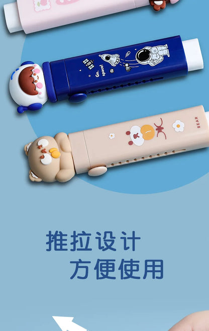 Creative Push-pull Cartoon Cute Eraser Can Replace The Core Telescopic Student Pencil Eraser Children's School Supplies Gifts