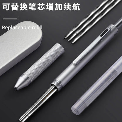 4 In 1 Multifunction Luxury Pen, 0.7mm 3 Color Ballpoint 0.5mm Mechanical Pencil, Gravity Sensor Metal Retractable Pens Długopis