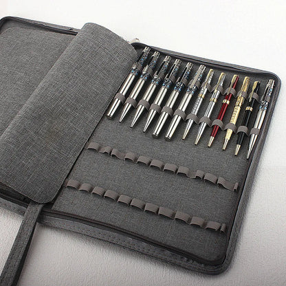 48 Slots Fountain Pen Case Pencil Case Pouch Bag Canvas Case for 10/24/ Pens Black, Blue, Gray