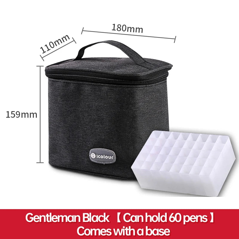 Icolour Zipper Marker Pen Case Larger Capacity Art Markers Canvas Storage Bag 36/48/60/80/168/240pcs Portable Marker Pen Holder