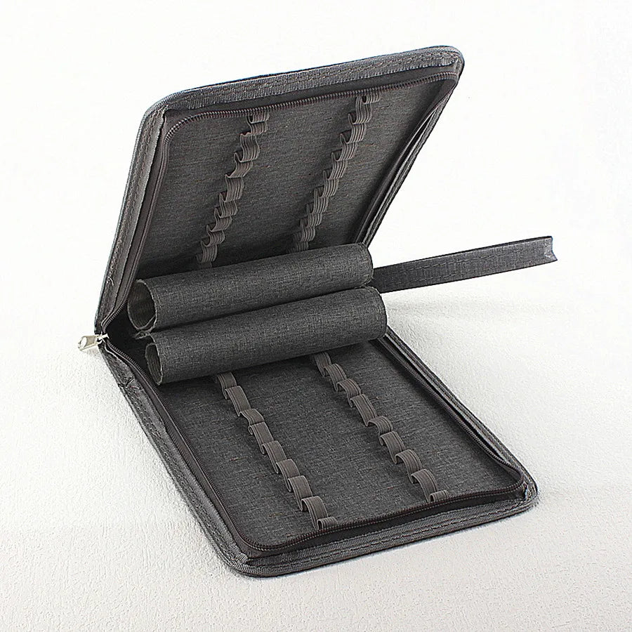 48 Slots Fountain Pen Case Pencil Case Pouch Bag Canvas Case for 10/24/ Pens Black, Blue, Gray