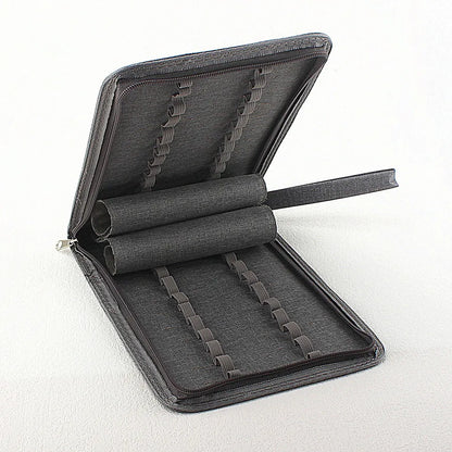 48 Slots Fountain Pen Case Pencil Case Pouch Bag Canvas Case for 10/24/ Pens Black, Blue, Gray