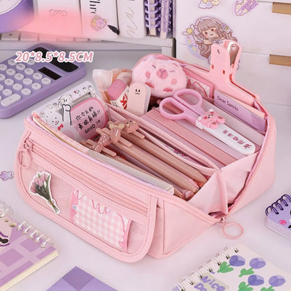 Sparkling Prismatic Pencil Case Large Capacity Cute School Supplies Multi-Compartment Organizer‌