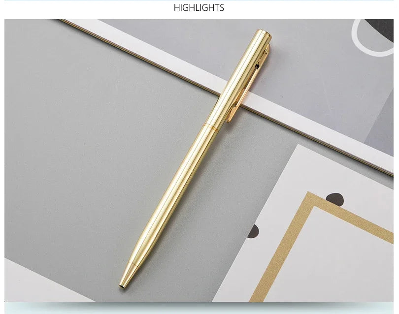 50 Pcs Metal Ballpoint Pen Rose Gold Pen Custom Logo School&office Supplies Stationery Business Gift Lettering Engraved Name