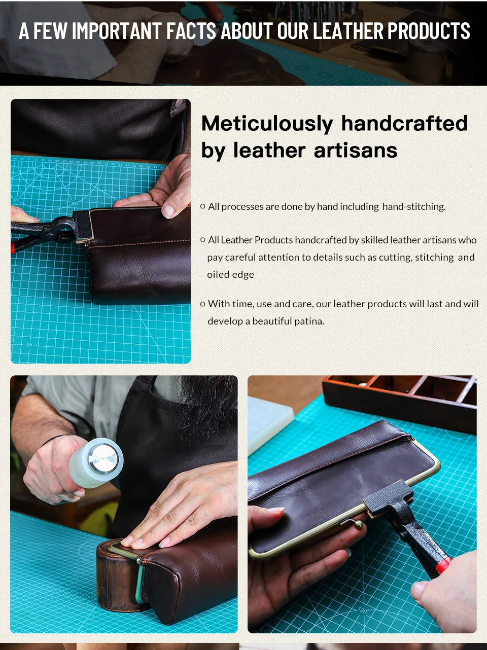 Handmade Vintage Genuine Leather Pencil Case Retro Storage Box for Office School Supplies Best Gift