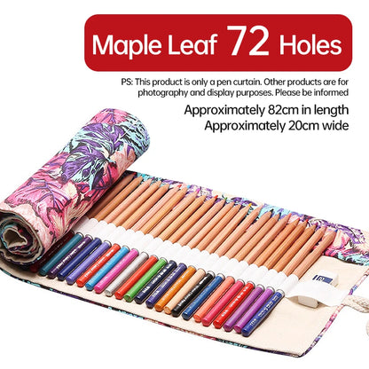 36/48/72 Hole Roll Pen Curtain Folding Pencil Case Multifunctional Pencil Bag Colored Pencil Holder Stationery School Supplies