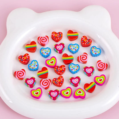 30pcs/bag Cartoon Fruit Animal Love Mini Small Eraser June 1 Christmas Gifts Prizes Student Stationery