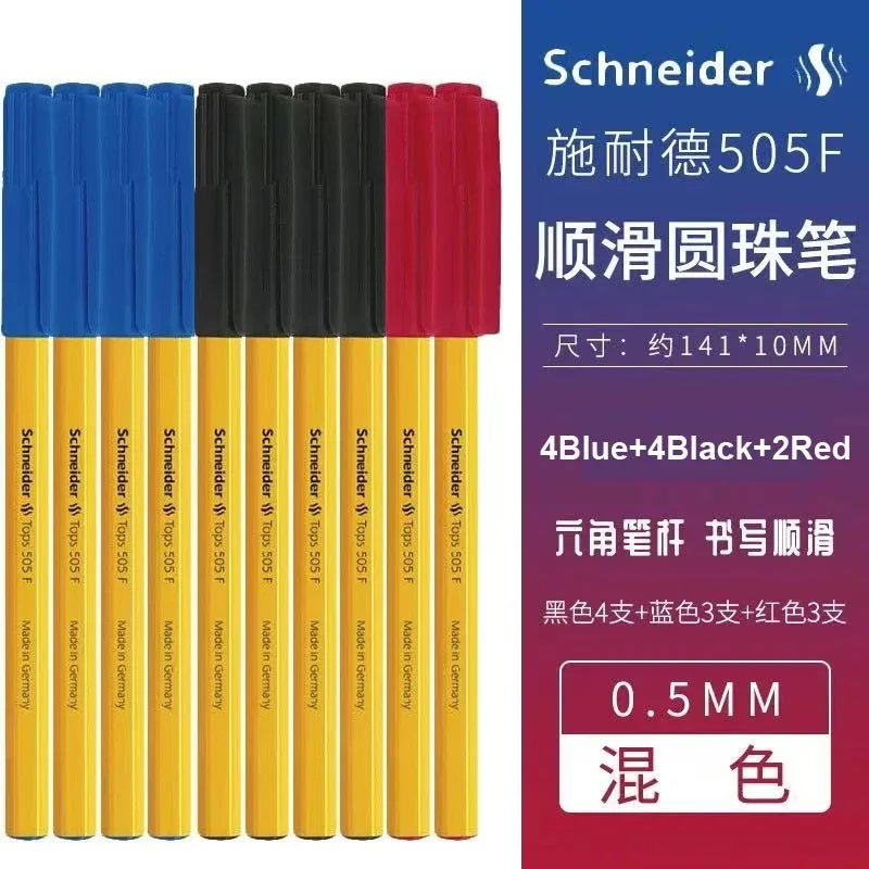 Schneider 505F Ballpoint Pen 6.5g Lightweight Rod Tricolor Fast-dry Non-stop Ink Business Signatory Pens Study Office Stationery