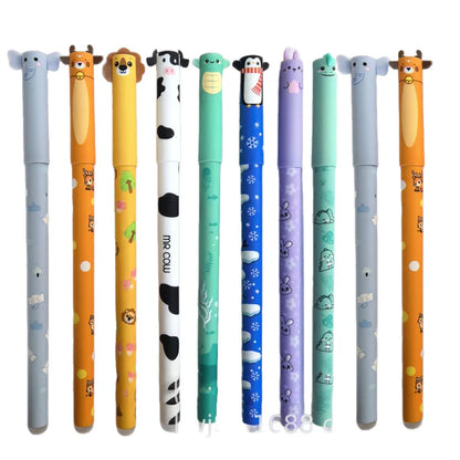 4/8pcs Colors Erasable Gel Pens with Erase Ink Cute Animal Pen Colours 0.6mm Tip Fine Ballpoint Pens for School Office Gift