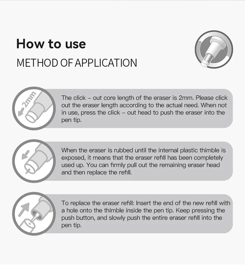 Languo Eraser Retractable Automatic Pencil Rubber High Precision Pencil Eraser Correction Highlight Rubber Tools Art Supplies