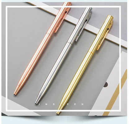 50 Pcs Metal Ballpoint Pen Rose Gold Pen Custom Logo School&office Supplies Stationery Business Gift Lettering Engraved Name