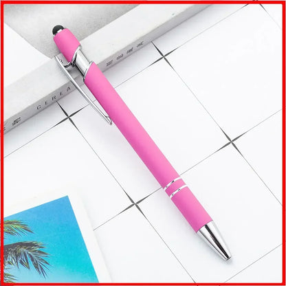 50pcs Light Metal Ballpoint Pen Touch Screen Pen Office School Advertising Pen Custom Logo Text Engraving Laser Engraving