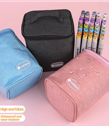 Icolour Zipper Marker Pen Case Larger Capacity Art Markers Canvas Storage Bag 36/48/60/80/168/240pcs Portable Marker Pen Holder