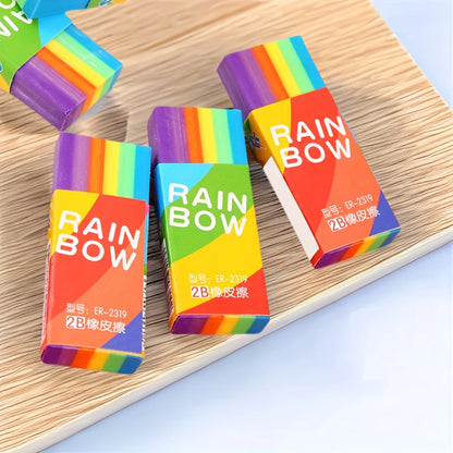 20-Pack Rainbow 2b Pencil Erasers Soft Pvc Material Non-Feathered Stationery For Writing Drawing Office Study Supplies