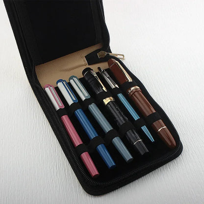 12 Slots Fountain Pen Retro Pen Pouch PU Leather Pencil Case for School Students Men Pencil Bag