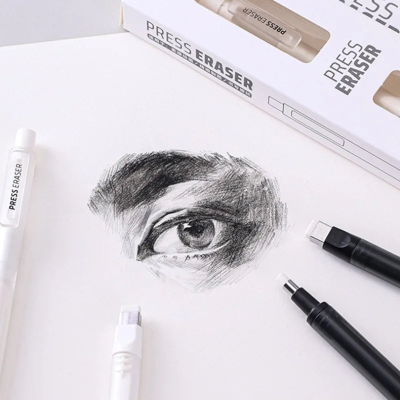 Push-Type Pencil Eraser For Manga Design Drawing Highlight Modeling Writing Painting Press Erasers Kids School Stationery Gifts