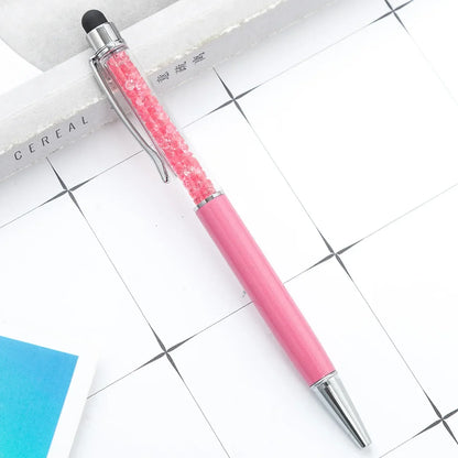 50Pens Crystal Metal Ballpoint Pen Fashion Creative Stylus Touch for Writing Stationery Office School Gift Free Custom Logo
