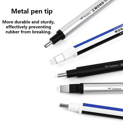 Tombow Precision Refillable Eraser Pen for Artists Japanese Metal Tip 50mm Hard Eraser Core Anti-Break 0.7mm Fixed Lead Supplies