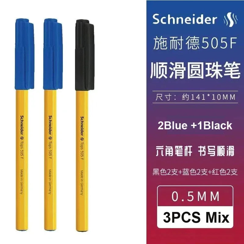 Schneider 505F Ballpoint Pen 6.5g Lightweight Rod Tricolor Fast-dry Non-stop Ink Business Signatory Pens Study Office Stationery