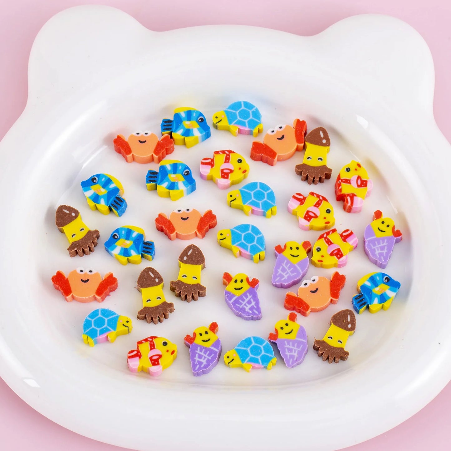 30pcs/bag Cartoon Fruit Animal Love Mini Small Eraser June 1 Christmas Gifts Prizes Student Stationery