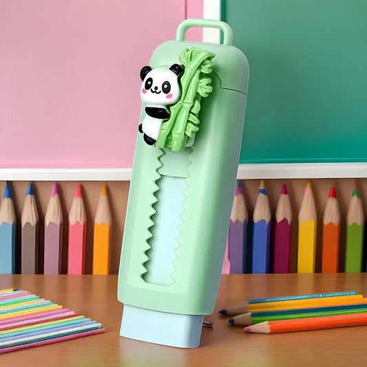 Push pull eraser Cartoon Panda  Sliding Retractable Pencil Erasers Cute Writing Painting Drawing Clean Tool for Kids