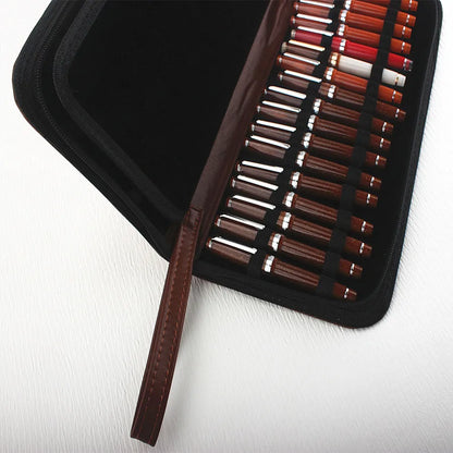 PU Leather Pen Storage Case for 10 24 36 48 Pens Waterproof Holder Organizer