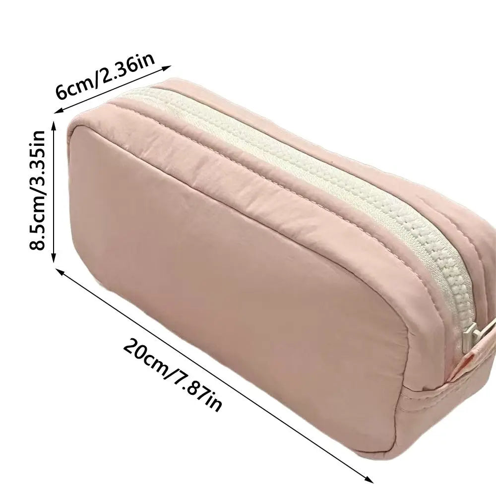 Simplicity Solid Color Pen Bag Zipper Design Large Capacity Pencil Case Portable Stationery Organizer Student Back to school