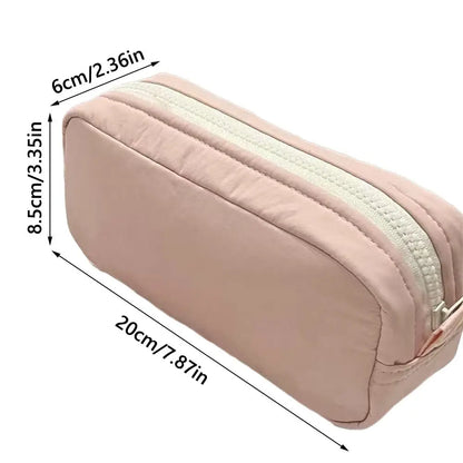 Simplicity Solid Color Pen Bag Zipper Design Large Capacity Pencil Case Portable Stationery Organizer Student Back to school