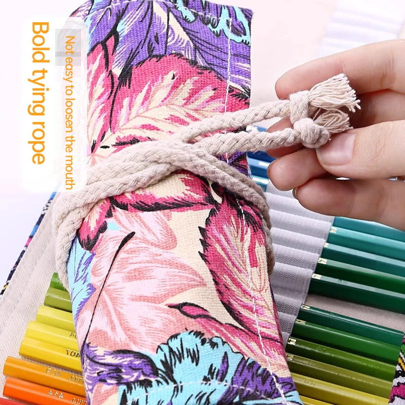 36/48/72 Hole Roll Pen Curtain Folding Pencil Case Multifunctional Pencil Bag Colored Pencil Holder Stationery School Supplies