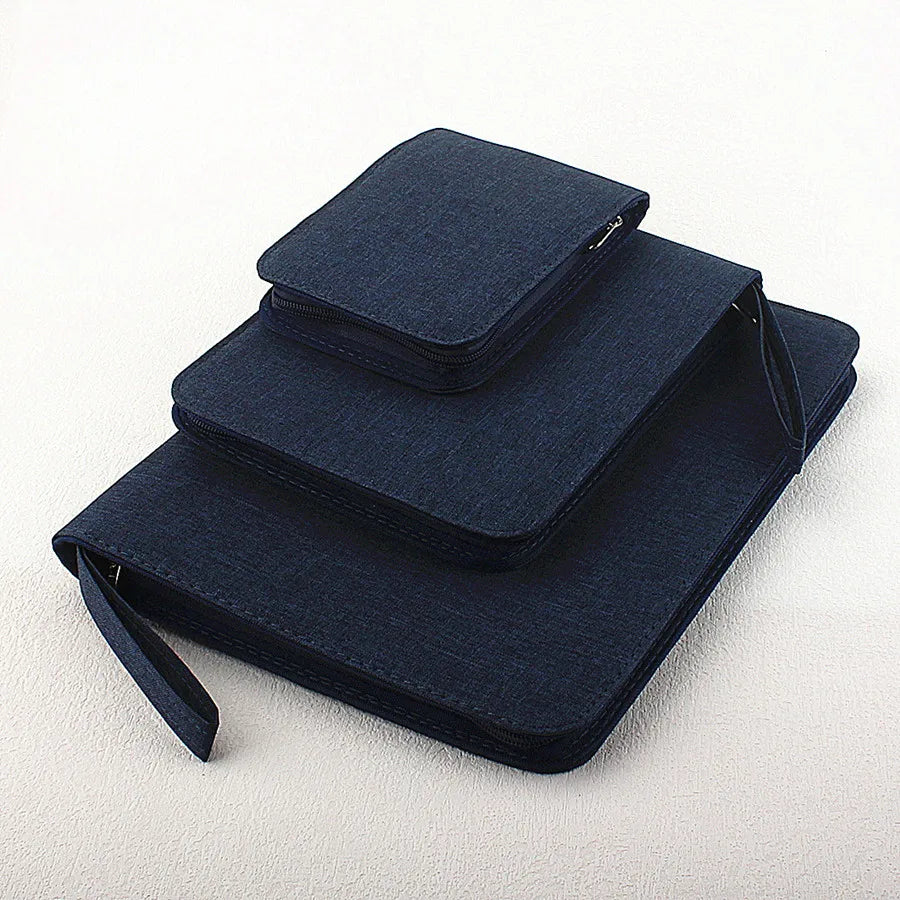 48 Slots Fountain Pen Case Pencil Case Pouch Bag Canvas Case for 10/24/ Pens Black, Blue, Gray
