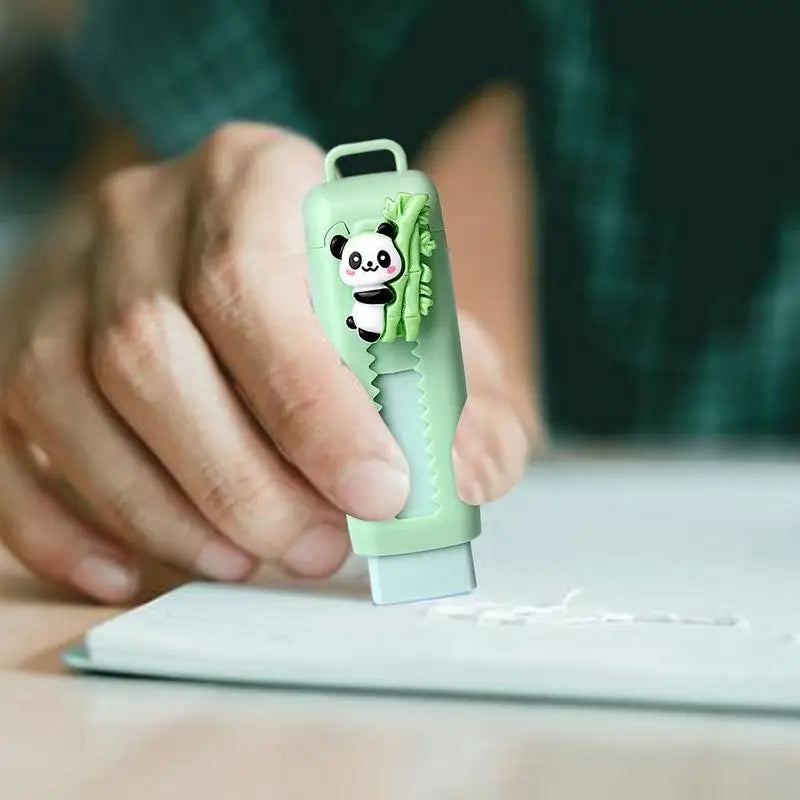 Push pull eraser Cartoon Panda  Sliding Retractable Pencil Erasers Cute Writing Painting Drawing Clean Tool for Kids