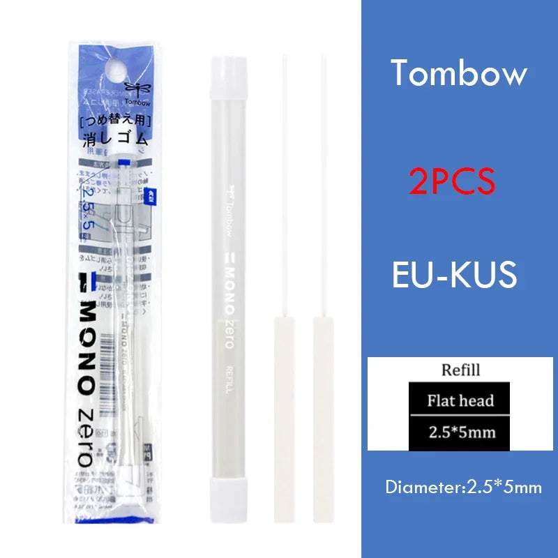 Tombow Mono Zero Eraser Precision Tip Pen-Style Mechanical Rubber Refillable Pen Sketch Drawing Correction Erasers Art Supplies