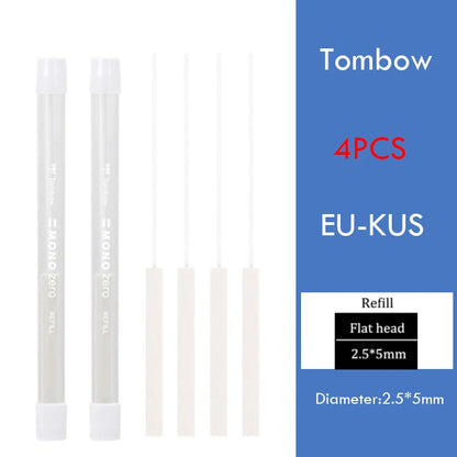 Tombow Precision Refillable Eraser Pen for Artists Japanese Metal Tip 50mm Hard Eraser Core Anti-Break 0.7mm Fixed Lead Supplies