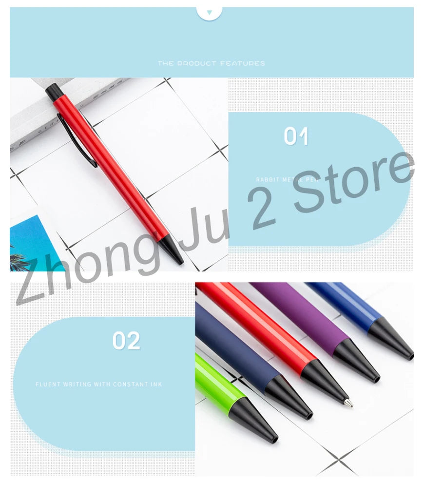 50pcs Metal Gift Advertising Pen Custom LOGO Student Stationery Office Ballpoint Pen Lettering Name Promotional Pen Wholesale