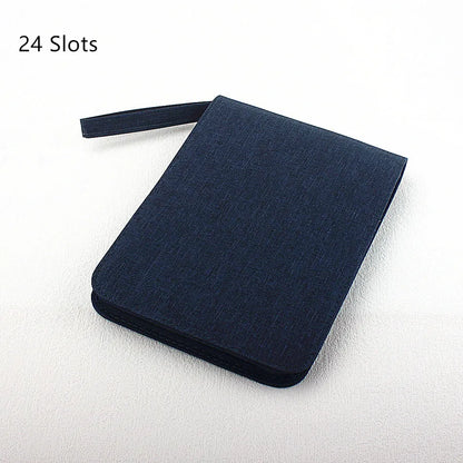 48 Slots Fountain Pen Case Pencil Case Pouch Bag Canvas Case for 10/24/ Pens Black, Blue, Gray