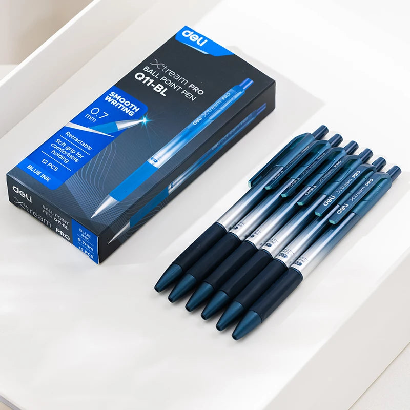 DELI Ballpoint Pens 0.7 mm Smooth Writing Signing Ball Pen Black Blue Office School Stationery