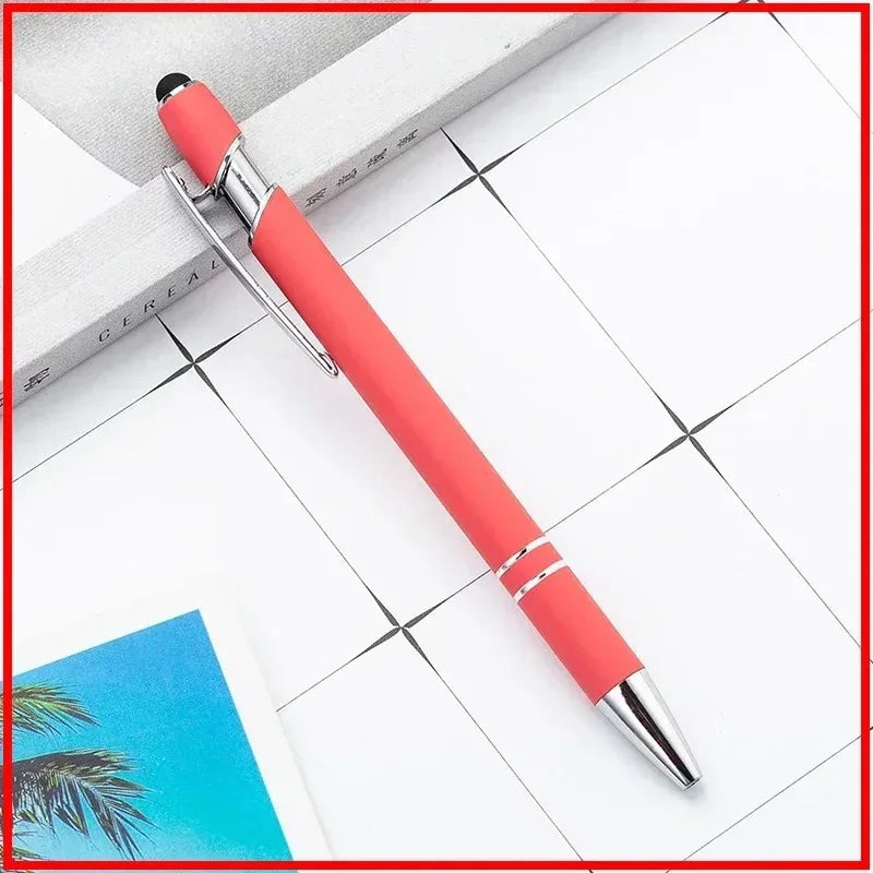 50pcs Light Metal Ballpoint Pen Touch Screen Pen Office School Advertising Pen Custom Logo Text Engraving Laser Engraving