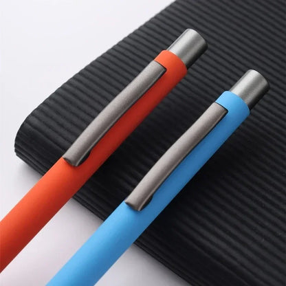 50pcs Metal Ballpoint Pen Advertising Pen Rubber Texture Custom Logo Text Engraving Laser Engraving Customizable Name Logo Pen