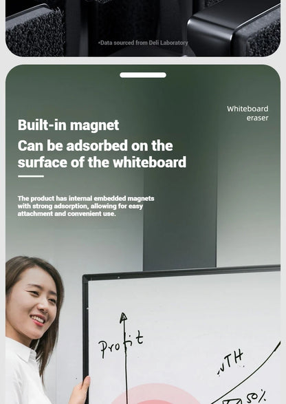 Deli whiteboard eraser magnetic absorbable plastic tape magnetic velvet cloth board eraser blackboard eraser office supplies