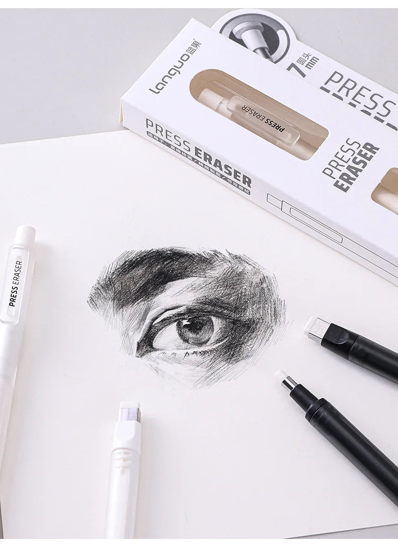 Push-Type Pencil Eraser For Manga Design Drawing Highlight Modeling Writing Painting Press Erasers Kids School Stationery Gifts