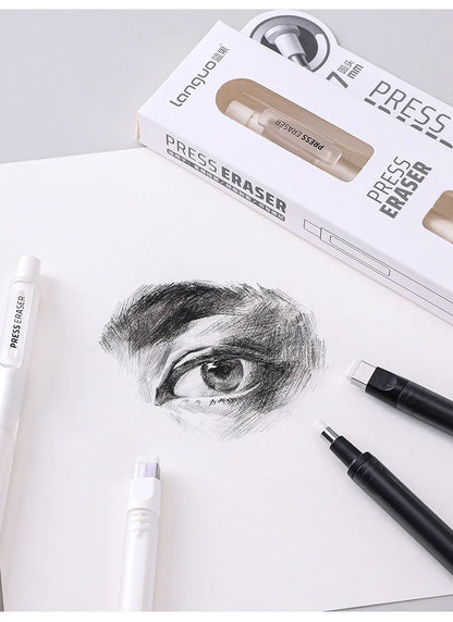 Push-Type Pencil Eraser For Manga Design Drawing Highlight Modeling Writing Painting Press Erasers Kids School Stationery Gifts