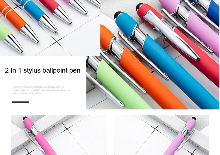 50 Pcs Metal Business Ballpoint Universal Drawing Touch Screen Stylus Pen Custom Logo School Office Supplies Free Engraved Name